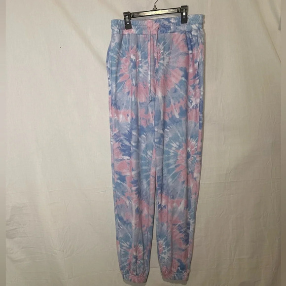 Simply Southern pink & blue (cotton candy) tie dye jogging pants size large - Picture 1 of 3